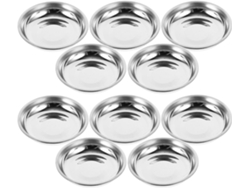 Juego De 10 Platos Pequeños Redondos De Acero Inoxidable, 8 Cm.