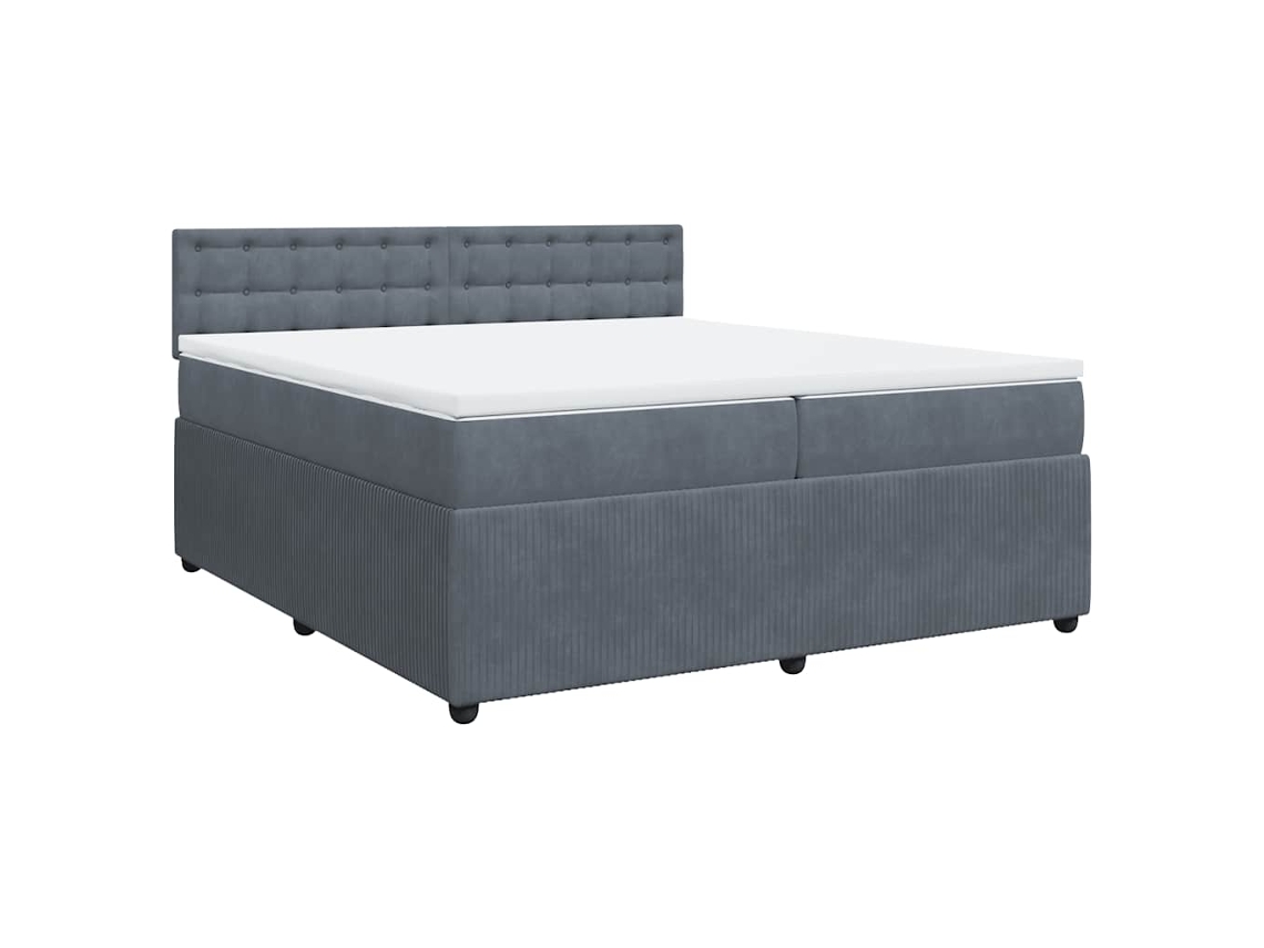 Maison Exclusive - Cama Box Spring Con Colchón Terciopelo Gris Oscuro 200x200 Cm