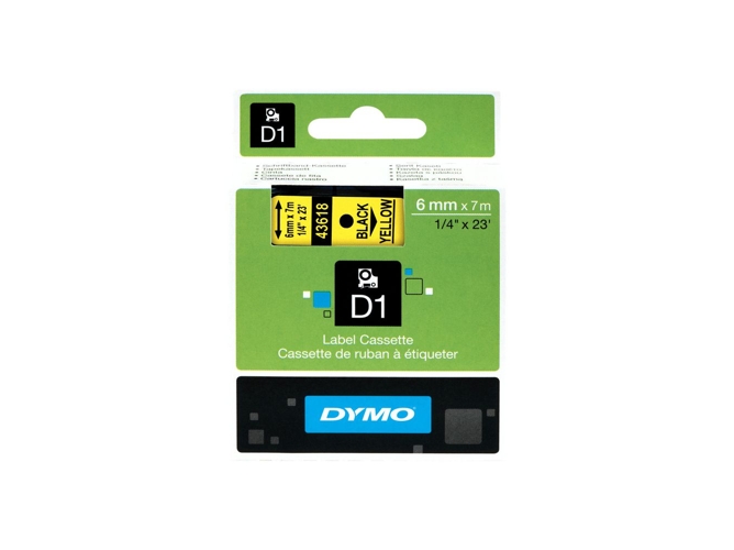 Cinta Etiqueta DYMO D1 6MMX7M Negro/Amarillo