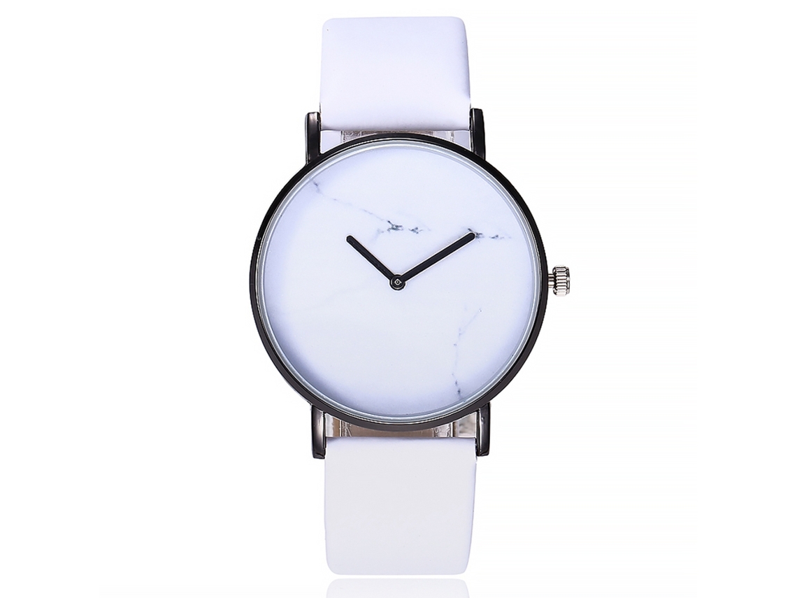 Reloj De Pulsera De Cuarzo Vansvar Blanco Para Mujer Con Correa De Pu, Estilo Sencillo.