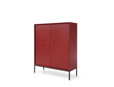 Cómoda AKL FURNITURE PRIVATE Mono (Rojo y Negro - Madera de ingeniería - 103x39x125 cm)