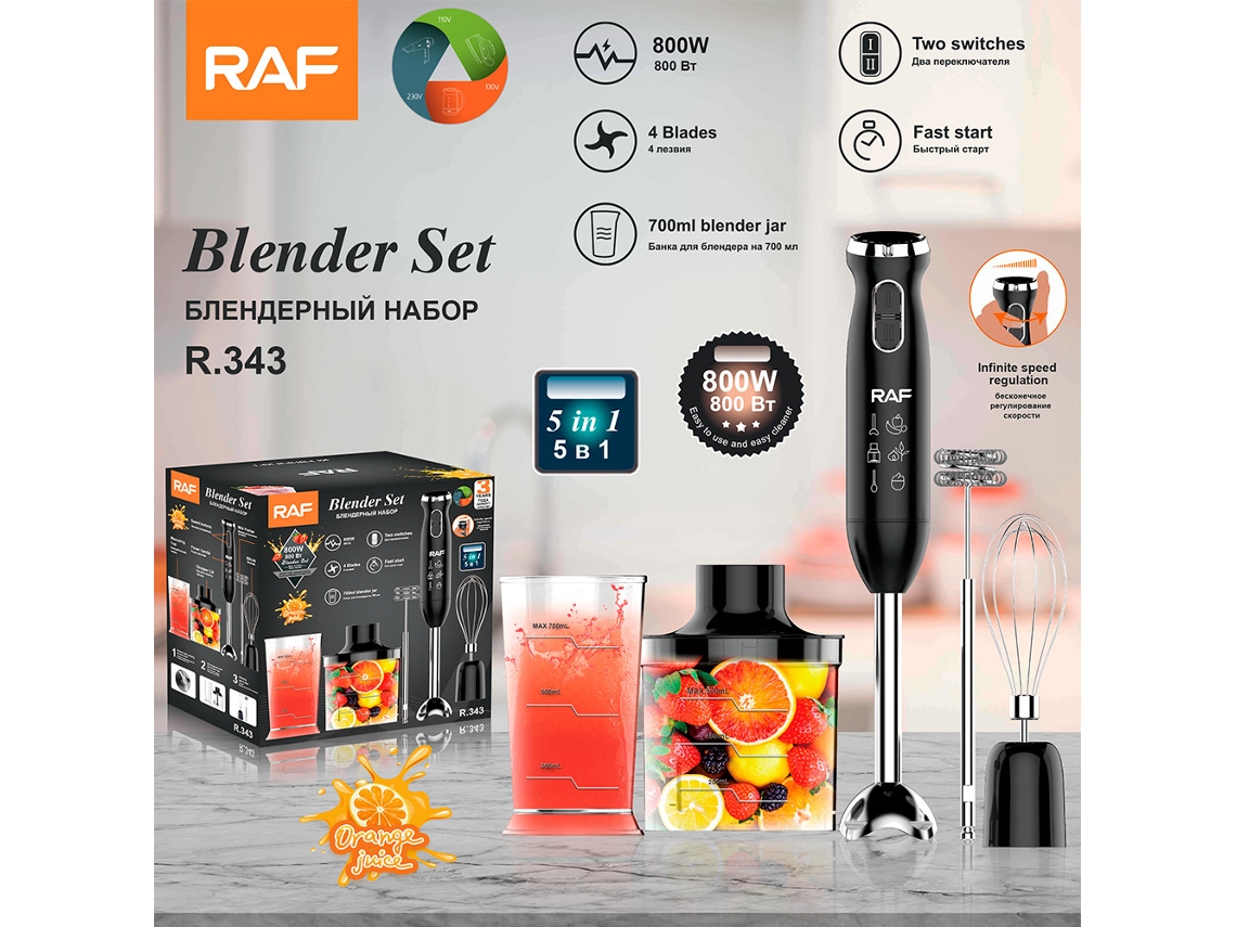 Batidora de huevos eléctrica estándar europea, portátil, 800 W, juego de 5 piezas (Mdug)