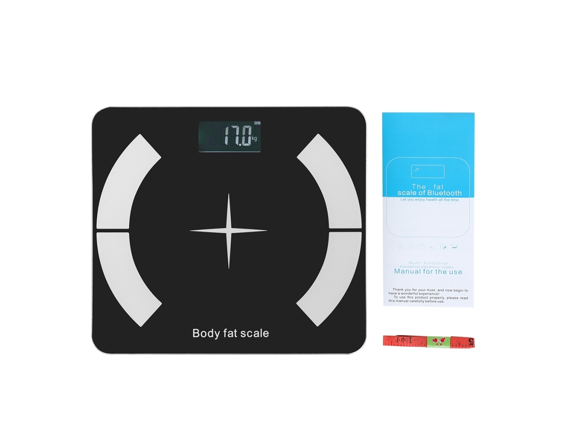 Balanza digital LCD Bluetooth para medir la grasa corporal con aplicación para smartphone