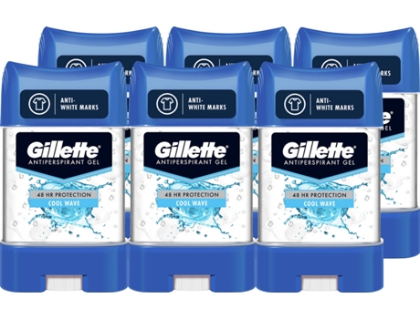 Pack de 6 Antitranspirantes GILLETTE Stick Clear Gel Cool Wave (70 ml)