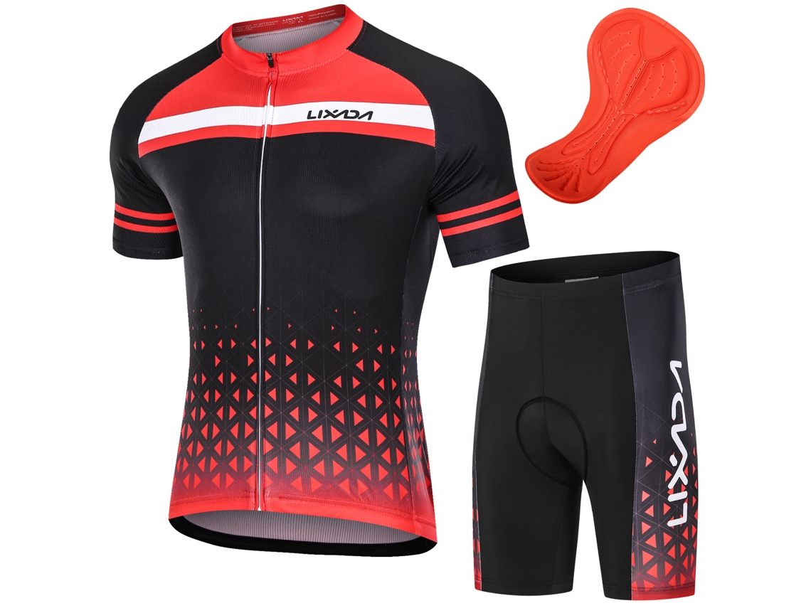 Conjunto De Jersey De Ciclismo Para Hombre Manga Corta Y Pantalones Acolchados Transpirable Y Secado Rápido