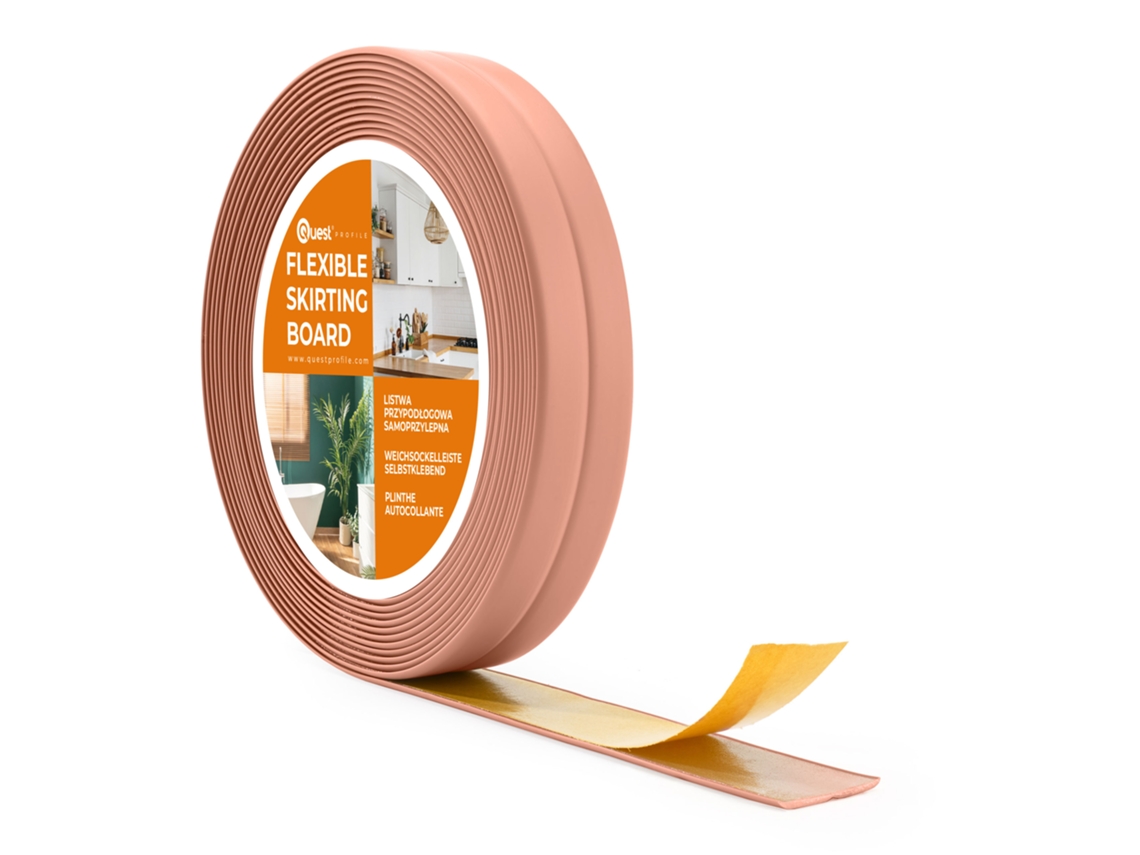 Rodapié flexible adhesivo Quest de 10 mm x 10 mm, molduras para cocina y baño, 5 m, marrón claro