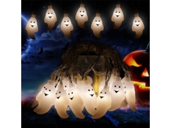 Guirnalda De Luces De Halloween De 3 Metros De Largo, 20 Fantasmas, Decoración De Habitaciones, Decoración De Jardines, Iluminación Navideña.