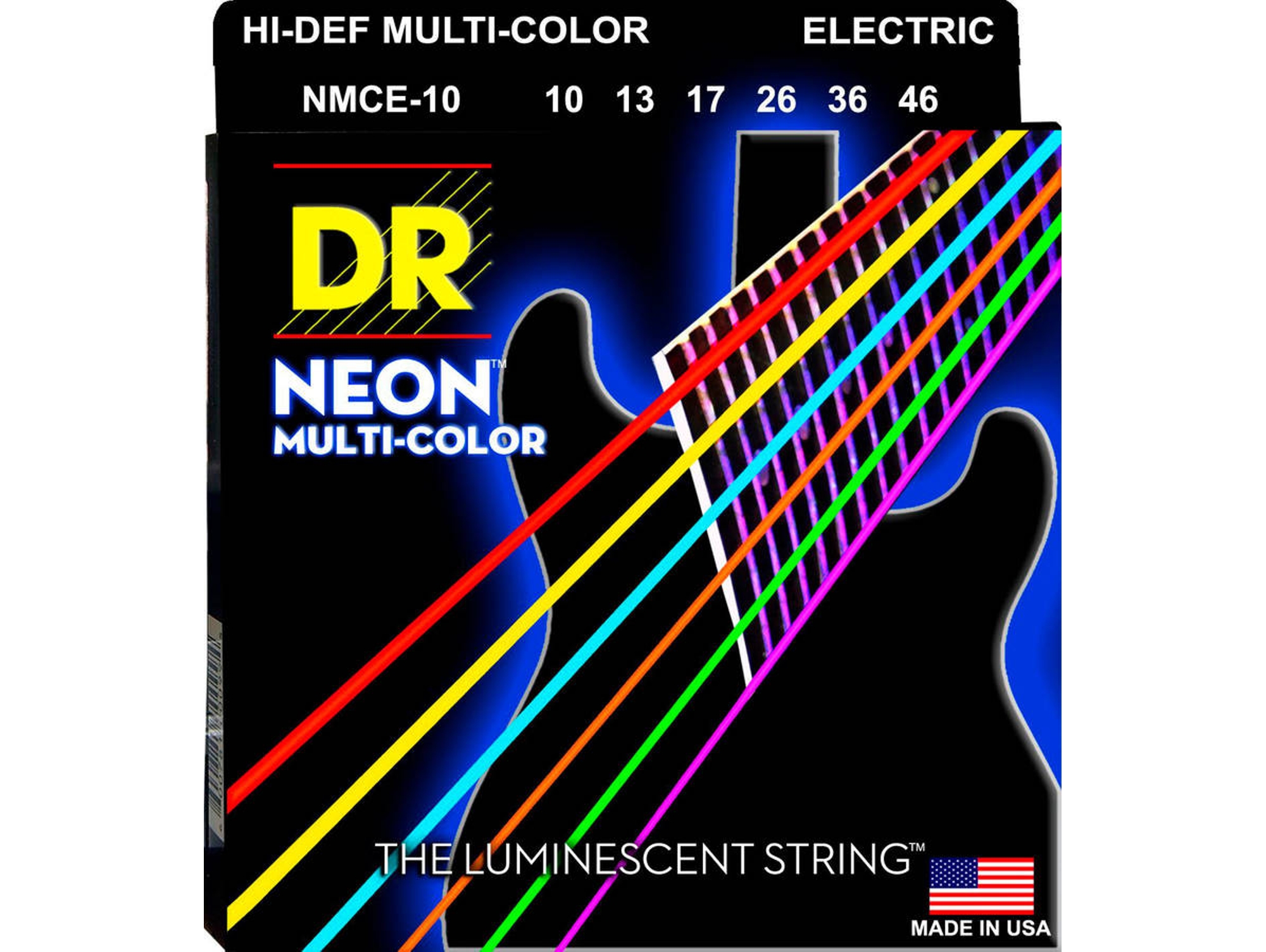 Juego de Cuerdas Guitarra Eléctrica DR MCE-10 MULTI-COLOR (.010 - .013 - .017 - .026 - .036 - .046 - Níquel)