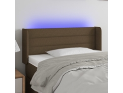 Cabecero Con Led De Tela Marrón Oscuro 103x16x78/88 Cm