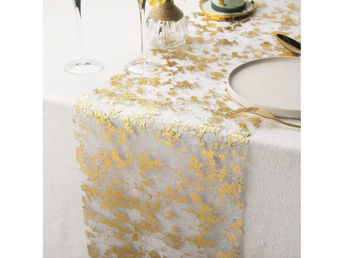 Bandeira De Mesa De Malha Folheada A Ouro, 28 Cm X 5 M, Fita Metálica, Para Decoração De Mesa E Embalagem (ouro, 5 M)