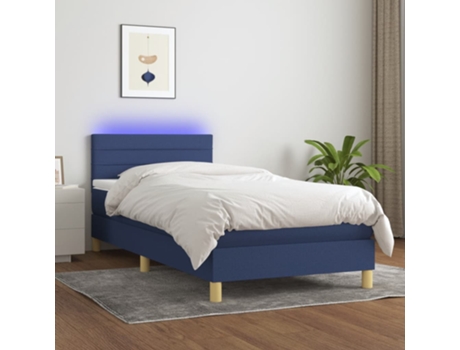 Cama con somier VIDAXL (Azul - Tela - 203 x 90 x 88 cm)