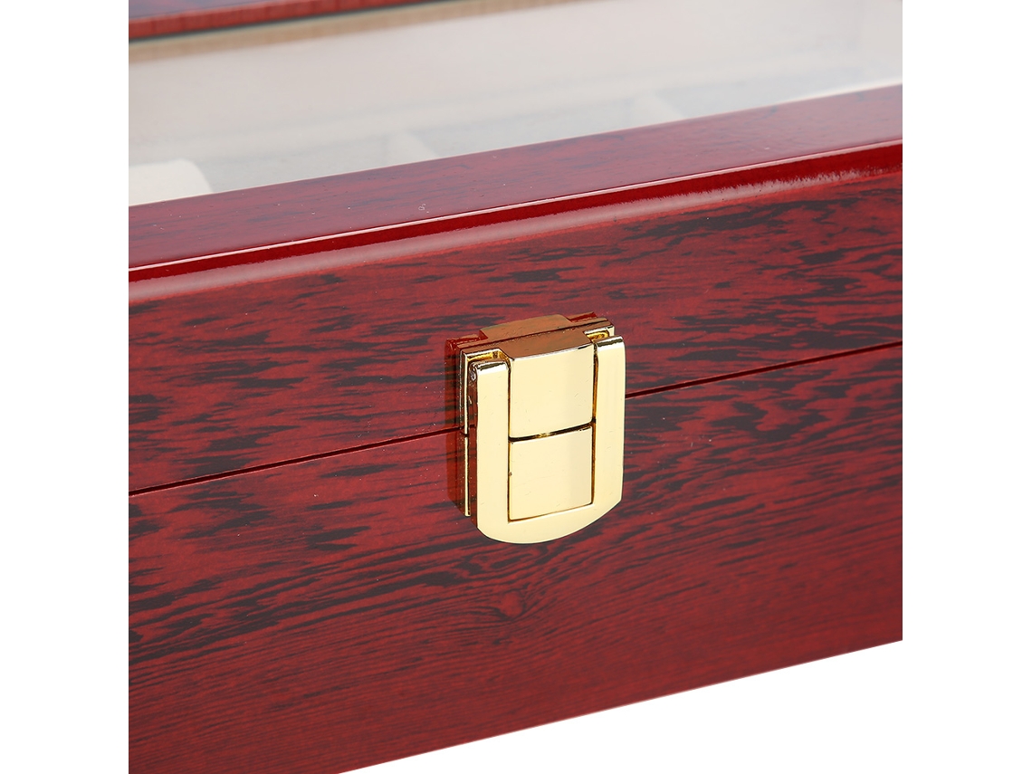 Caja De Madera Para Guardar Relojes Con Barniz, 5 Compartimentos, Organizador Y Soporte De Exhibición.