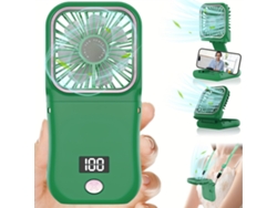 Ventilador De Mano Recargable Usb Con Pantalla Digital 3 Velocidades De Viento Verde Gertiz