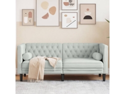 Sofá Chesterfield 2 Plazas Con Cojines Terciopelo Gris Claro