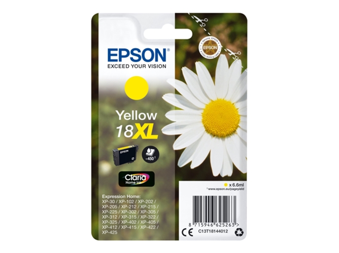 Cartucho de tinta original EPSON, Tinta Claria Home, 18XL, Margarita 6,6 ml , Amarillo, C13T18144012, T1814