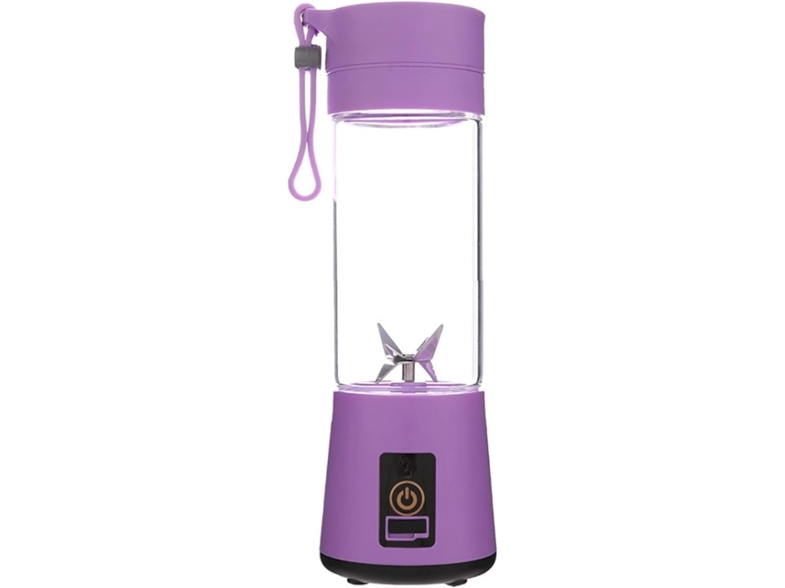 Licuadora portátil de 6 cuchillas, tamaño personal, para uso doméstico y exterior, vaso exprimidor USB de 380 ml, color morado Gusshious