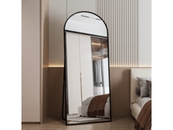 Espejo de cuerpo entero Rosahqnda de 180 x 80 cm, espejo de mesa curvo, espejo grande de cuerpo entero, espejo de pared, espejo de suelo y de mesa, negro