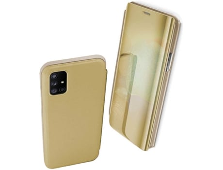 Carcasa para Samsung Galaxy A71 5G MISTERCAPAS Flip Premium S-View Dorado