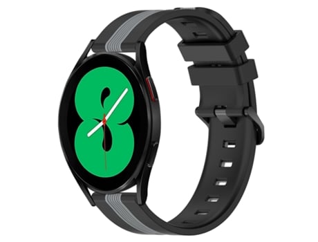 Correa de reloj inteligente para Samsung Galaxy Watch4 44 mm 20 mm Correa de reloj de silicona vertical de dos colores (negro + gris)