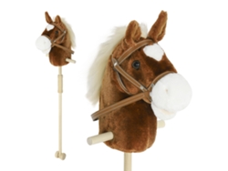 Cabeça Cavalo Vara Madeira Brinquedo Som Rodas 95cm Marrom