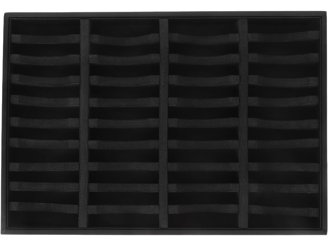 Bandeja Expositora Joyería Negra 40 Compartimentos Superficie Suave Protectora Organizador Plano Pulseras