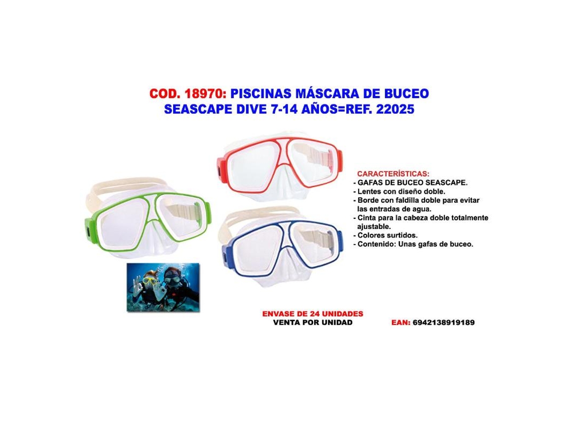 Piscinas mascara de buceo seascape dive 7-14 años 22025