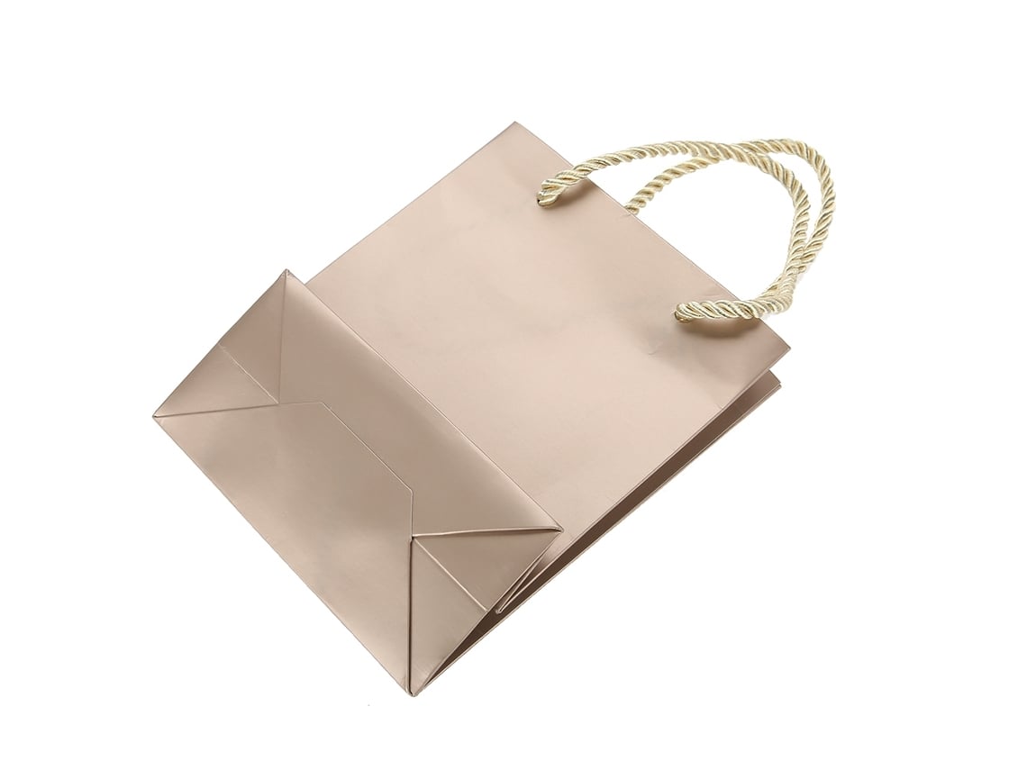 10 unidades/juego de bolsas de regalo de papel con asa, color dorado sólido