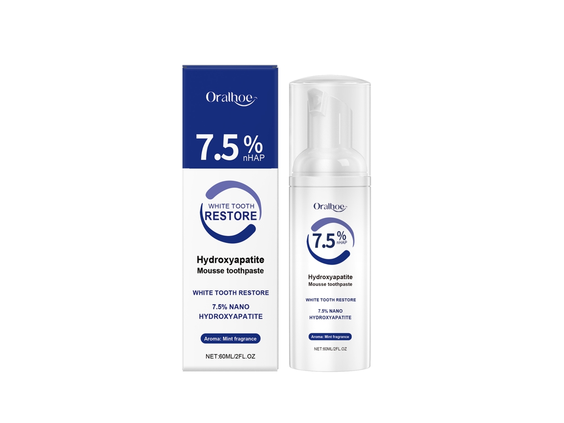 Mousse blanqueadora con eficacia anticaries para dientes sanos.