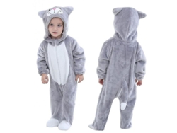 Rebe-disfraz De Dinosaurio Para Bebé Traje Con Capucha De Animal Bonito Para Halloween Talla Niños Smc 1824 Meses Gato Gris