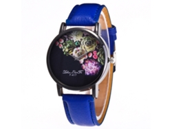 Reloj De Pulsera Informal De Moda Con Correa De Cuero Y Movimiento De Cuarzo (azul Oscuro)