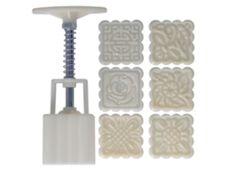 Molde cuadrado DIY con diseño de flores y árboles, 6 moldes para pastel, pan dulce y postre (50 g)