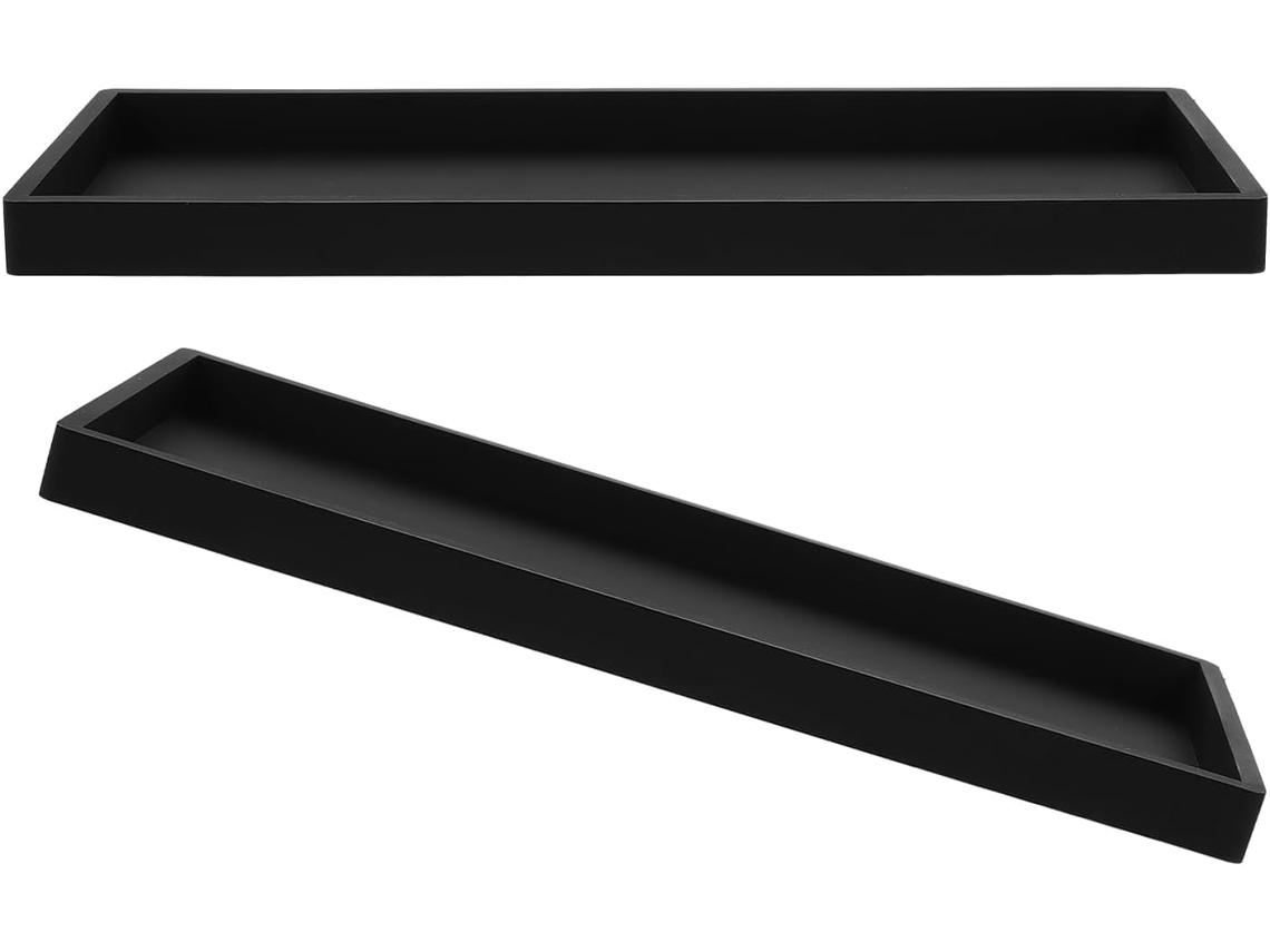 Juego De 2 Bandejas Rectangulares Grandes De Silicona Negra De 31 X 13,5 Cm, Antideslizantes,