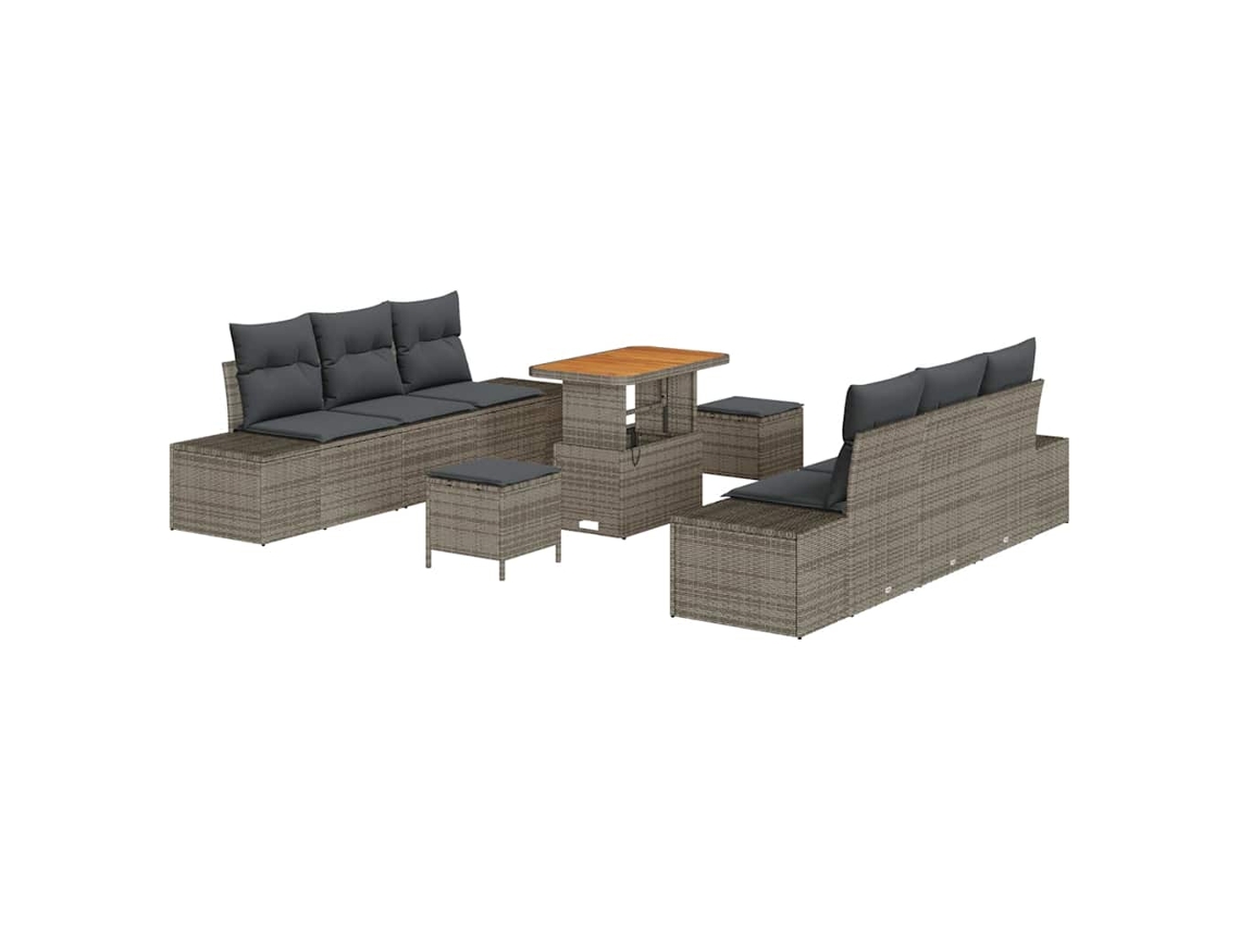 Maison Exclusive - Conjunto De Sofás De Jardín Con Cojín 9 Pcs Gris Poliratán