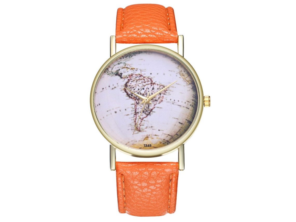 Reloj Analógico De Cuero Zhoulianfa Quartz Para Hombre Y Mujer Naranja