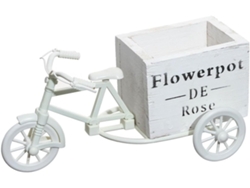 Soporte Para Flores Con Forma De Bicicleta, Fabricado En Material Sintético Blanco. Maceta Ligera Y De Fácil