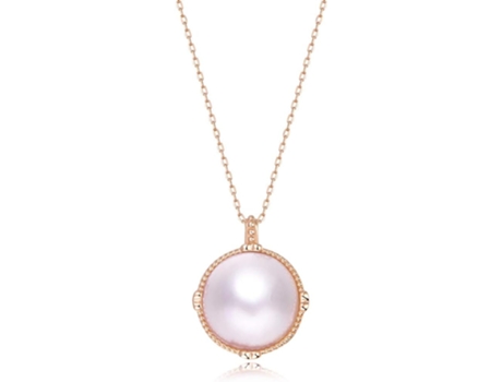 Collar Con Colgante De Una Sola Perla Cultivada De Agua Dulce -Oro Rosa ZMDECQNA