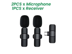 Micrófono inalámbrico de solapa, portátil, para grabación de audio y video, transmisión en vivo y juegos, compatible con unidades Sunsung 2 tipo C.