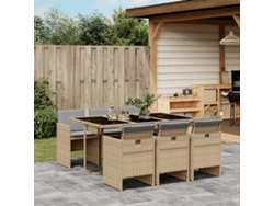 Conjunto de comedor de jardín de 7 piezas con cojines en mimbre beige mixto, DKD Home Decor