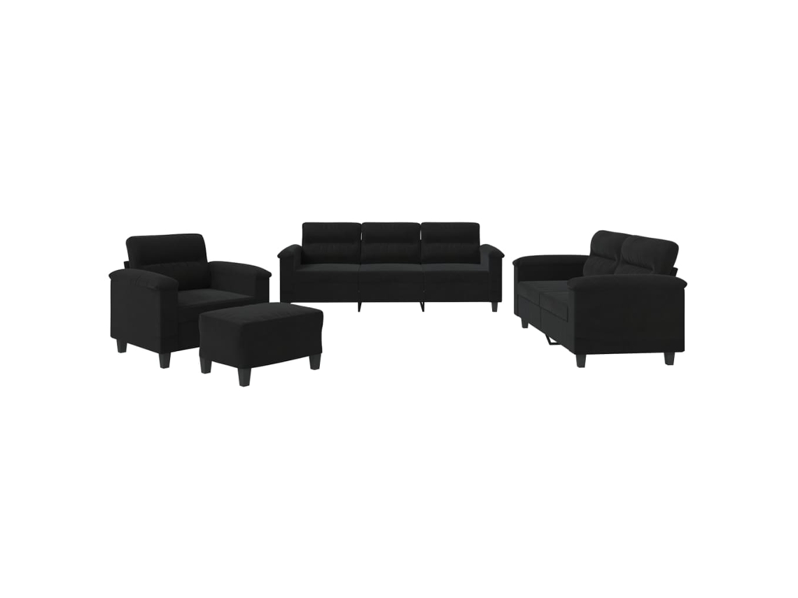 Maison Exclusive - Juego De Sofás Con Cojines 4 Piezas Tela Microfibra Negro