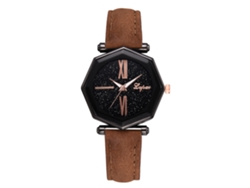 Reloj De Mujer Con Correa De Piel Sintética Y Movimiento De Cuarzo, Estilo Sencillo (marrón)