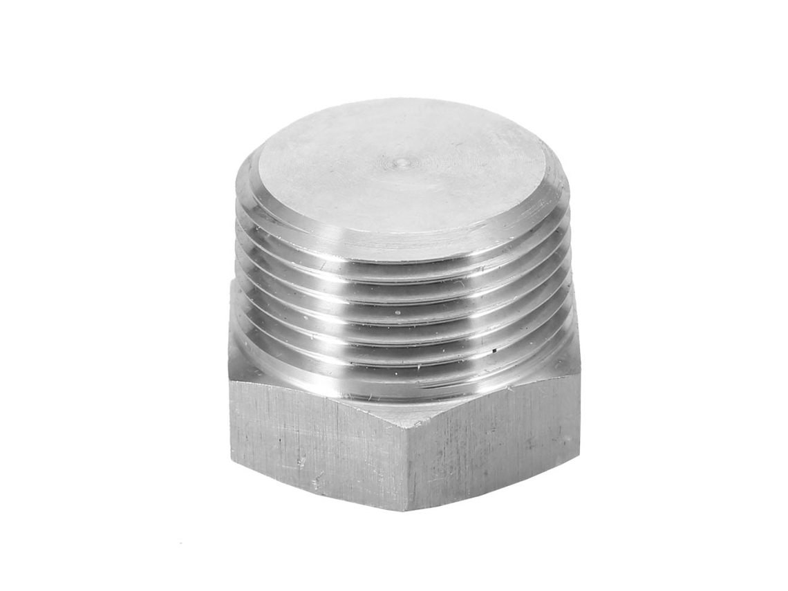 Tapón de acero inoxidable con rosca macho y cabeza hexagonal empotrada (NPT1, 1 unidad)
