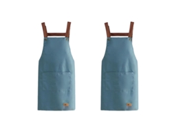 Delantal Con Babero Ajustable 2 Piezas Impermeable Con 2 Bolsillos Cocina Delantal De Cocinero Color Sólido