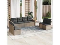 Pcs Conjunto Sofás P/ Jardim Com Almofadões Vime Pe Cinzento Dkd Home Decor