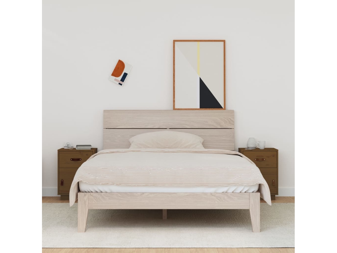 Mesitas de Noche LOVELY HOME Mesinha 2 Pcs 40X34X55 Cm Pinho Maciço Castanho Mel