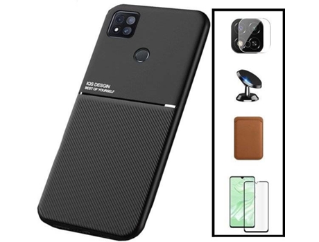 Kit Funda Magnetic Lux, Magnetic Wallet Márron, 5D Full Cover, Protector de Cámara Trasera y Soporte Magnético de Coche Xiaomi Poco C31 PHONECARE N...