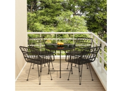 Juego de comedor de jardín DKD Home Decor de 10 piezas en mimbre negro