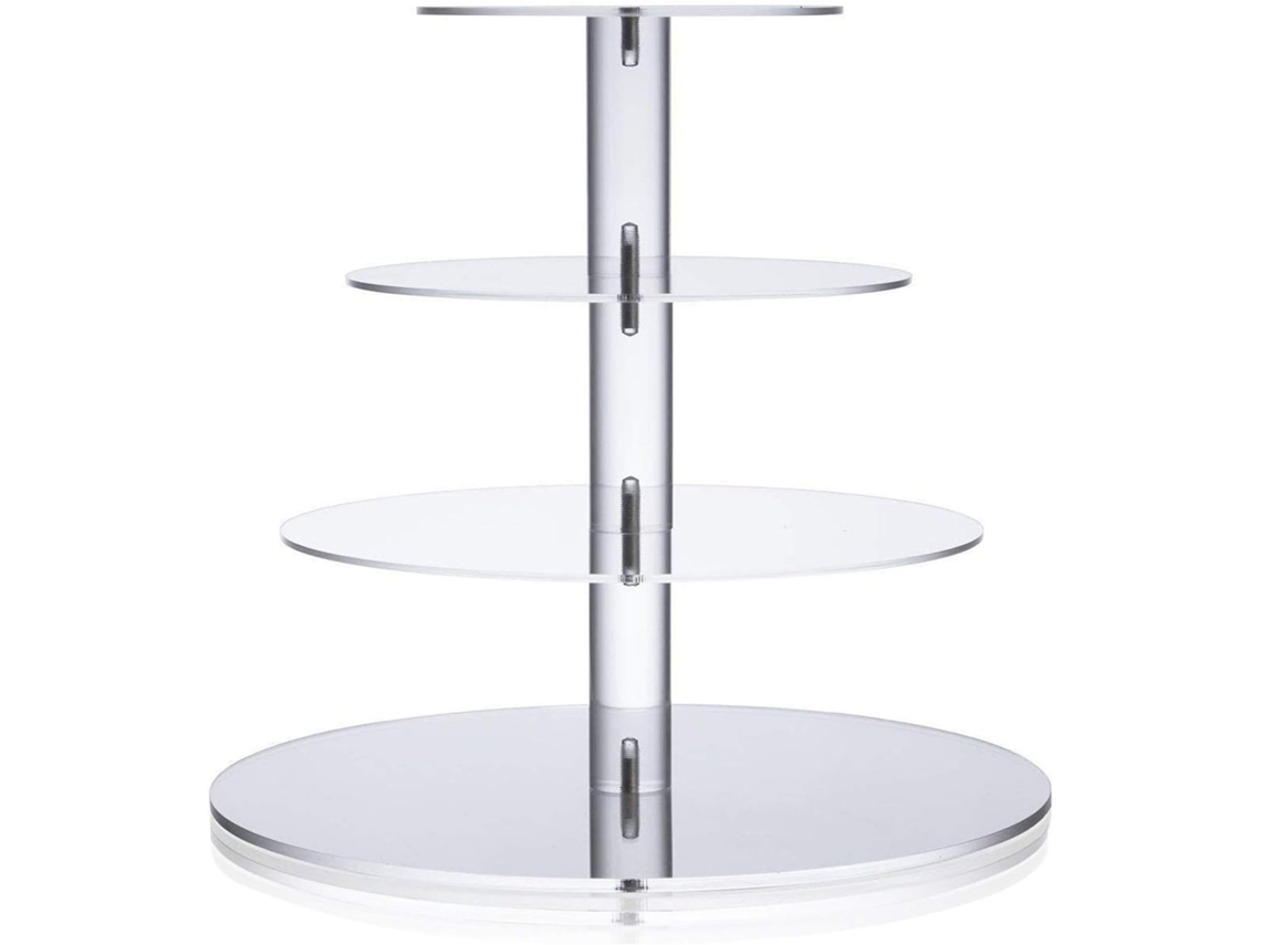 Soporte para cupcakes, soporte redondo de acrílico de cuatro niveles para cupcakes, torre de postres, ideal para bodas y fiestas de cumpleaños.