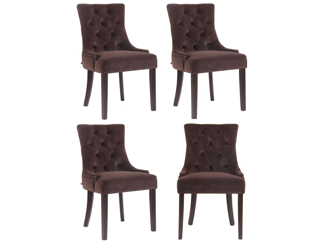 Conjunto de 4 sillas de comedor terciopelo marrón Aberdeen/antiguo CLP