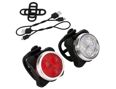 Luces para bicicleta Juego de luces para bicicleta recargables por USB Juego de luces delanteras y traseras impermeables para montaña - Negro ENZONS