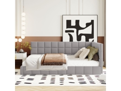 Sofá Cama 140 X 200 Cm - Cama Multifuncional Con Somier De Láminas, En Terciopelo - Gris